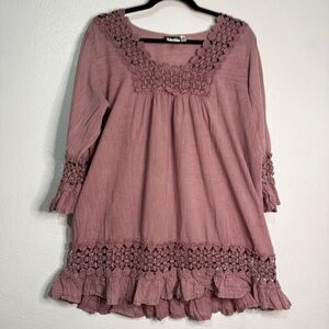 Noelle Boho Mauve Crochet Top. Lg/XL (12-14)
